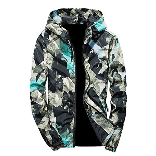 Preisvergleich Produktbild Skxinn Herren Jacke Übergangsjacke Kunstleder Stehkragen Parka Jacke WindbreakerMantel Jacket Coat Gr M-6XL(Z06-Grün,X-Large)