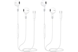 KAXIFEI Auriculares USB C iPhone 16, 2Pack Auriculares con Cable Tipo C In-Ear Cascos con Micrófono Control de Volumen Compatible con iPhone 16/15 Plus Pro Max/iPad Pro Air Mini/Samsung S24 S23 S22 Plus Ultra