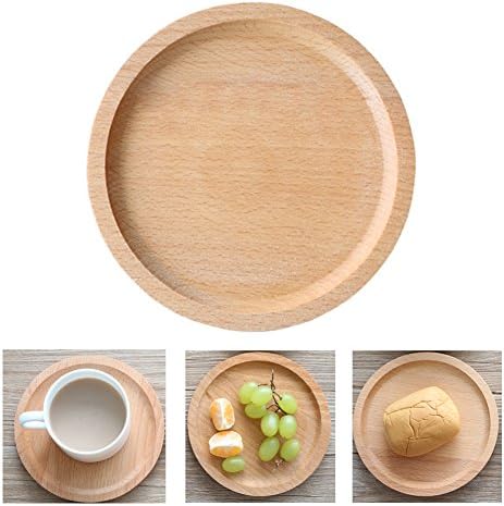 Wooden Dish, Coffee Tea Cup Tray Dessert Storage Salad Cake Plate Fruit Snacks Dish for Weeding Kitchen and Dining Table