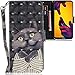 Produktbild CLM-Tech kompatibel mit Huawei P20 Lite Hülle, PU Leder-Tasche mit Stand, Kartenfächern, Lederhülle Kunstleder, Katze Schlafanzug schwarz