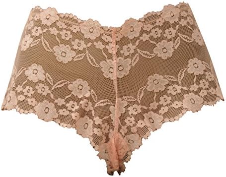 Soft Sensuous Sheer Peach Pale Pink Lace Knickers Shorts Panties S M L XL (Large 14-16)
