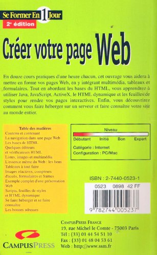 Book's Cover of Créer votre page Web (Se former en 1 jour)