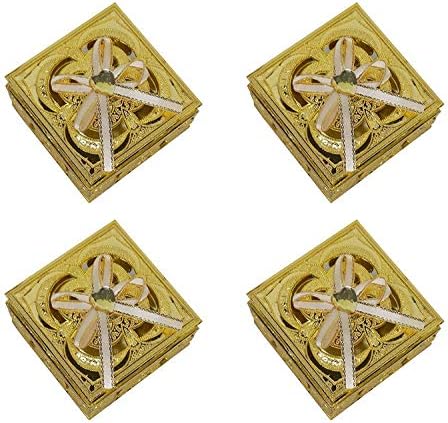 Raaya Designer Jewellery Box for Girls and Women Return Gift Women Accessories Item Use for Home and Travel Combo of 4 Pcs, Gold, 50 Gram, Pack of 1