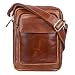 Produktbild STILORD 'Jannis' Leder Umhängetasche Männer klein Vintage Messenger Bag Herren-Tasche Tablettasche für 9.7 Zoll iPad Schultertasche aus echtem Leder, Farbe:Cognac - glänzend