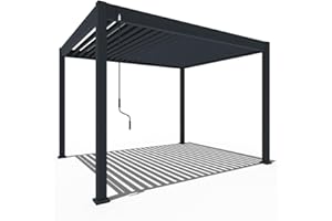 WEIDE - Classic Terrassenüberdachung freistehend mit einstellbarem Stahl-Lamellendach I Pfosten aus Voll-Aluminium I Robustes Terassenüberdach I wasserdicht (Anthrazit, 3 x 3,6 M)