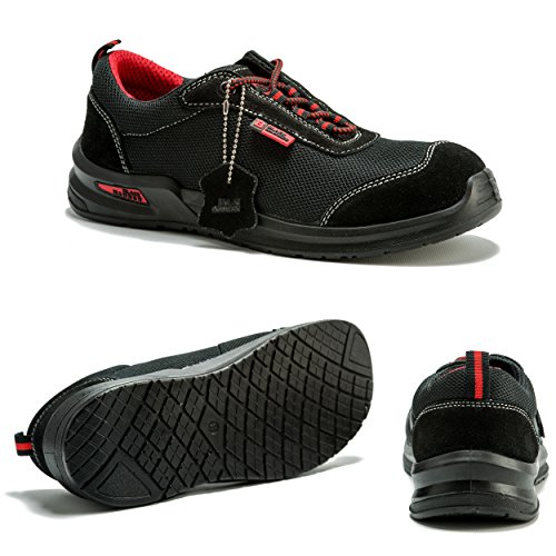 Männer Sicherheitsstiefel Stahlzehenkappe Arbeitsschuhe Fußgelenk Sportschuh Wanderschuh Zwischensohle Schutz 4482 Black Hammer - 2