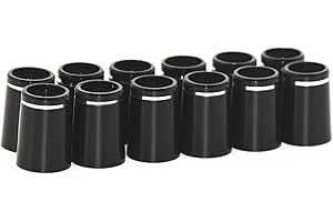 AmxKepoda 12pcs Premium Golf Iron Ferrules Black with Single Silver Ring Golf Club Ferrules For .370 Shaft Taper Tip Iron 9.5X19X13.5mm