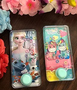 Le Delite Pack of 2 Unicorn Water Game Princess Toy for Birthday Return Gifts Random Design / Big Size Transparent Ring Handheld Game, Water Video Game for Kids. Water Console (Beautiful Toys)