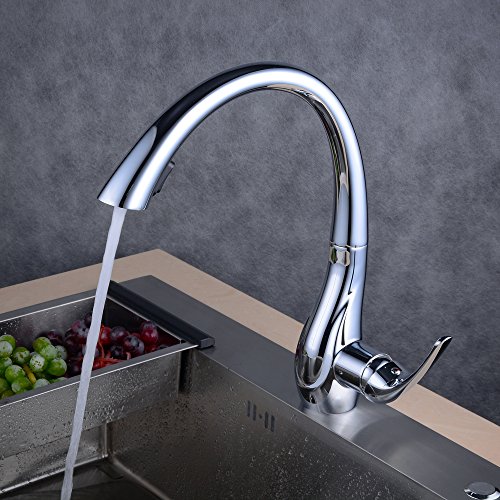 Beelee Chrom Mischbatterie mit Ausziehbar Brause Wasserhahn Küche Armatur Küchenarmatur Spültischarmatur für Küche - 2