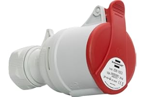 Brennenstuhl Presa Industriale con Coperchio CEE a 5 Poli 400V/16A per Uso Esterno, Connessione Avvitabile, Utilizzo in Cantieri, Campeggio, Applicazioni Commerciali, IP44