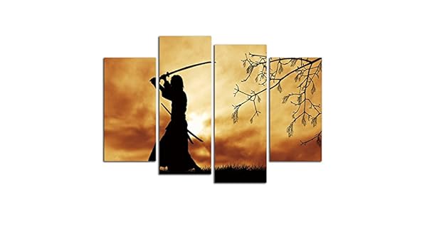 2 Jajuqh Samurai Leinwand Kunst Fur Wohnzimmer Moderne Japanische Samurai Wall Bilder Poster Und Gedruckte Kunstwerke Zur Dekoration Mit Rahmen Wandmalerei Leinwanddrucke Mobel Wohnaccessoires Mobel Wohnaccessoires