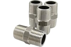 Hooshing 4PCS 1/2" NPT Stainless Nipple Male to Male Pipe Fitting for Brew Kit Home Piping Application