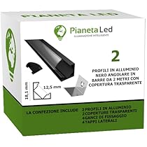 5 Profili In Alluminio Nero Per Strisce LED TL1205 - 2mt Cadauno, Con Cover Trasparente E Accessori - Foto 6