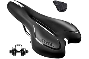 BRGOOD Sillín Bicicleta Montaña, Sillín Bicicleta de Gel, 16x28cm Cómodo Ergonómico Sillín MTB, Impermeable y Transpirable, con Funda Impermeable y Tira Reflectante, Unisexo
