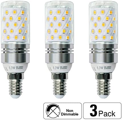 HzSane E14 LED Corn Bulbs 12W, 100W Incandescent Bulbs Equivalent, 3000K Warm White Candelabra E14 SES Bulbs, 1200Lm, Small Edison Screw LED Light Bulbs, Non-Dimmable, 3-Pack