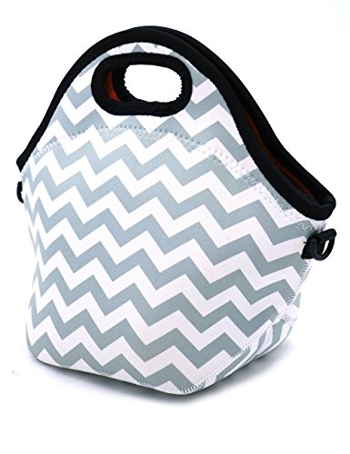 Case Wonder Neopren Wasserdichte Mittagessen Tasche Tragbar Lunch Tasche Kühltasche Isolierte Schule Rucksack Lunch Fall Thermo Picknicktasche Großes Fassungsvermögen Food Behälter mit Zipper Strap Box Cooler Container Müllsäcke Picnic Reise Outdoor Mode Handtasche Clutch für Frauen Männer Kinder Mädchen Erwachsene (Grau Set) - 7