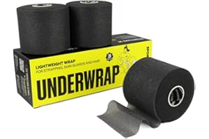 3 Rolls - SPORTTAPE Soft Foam Underwrap - Black - 7cm x 27m | Pre Wrap Sports Tape - Thin, Non-Adhesive, Hypoallergenic, Protective Foam Wrap | Football Hair Band & Shin Guard Tape