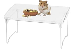 Amakunft Transparent Hamster Stand Platform, Collapsible & Sturdy Metal Acrylic Animal Platform, Small Animal Cage Accessories for Hamsters, Guinea Pigs, Chinchillas, Rats