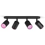 Philips Hue White and Color Ambiance Fugato Faretto Smart , 4 Punti Luce, Orientabili, Bluetooth, Dimmerabile, Attacco GU10, 