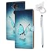 Produktbild Nokia 8 Sirocco Handyhülle Schutzhülle , Idlehour PU Leder Schutzhülle Bookstyle Ständer Kartensätze Handytasche mit Touchstift Stylus und Ringschnalle,Blau Schmetterlinge