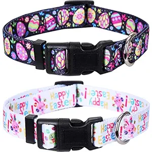 2 Pack Easter Dog Collar Adjustable Nylon Pet Collars Easter Egg Large