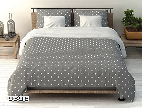 BSD Baumwolle Bettwäsche 180x200 Graue Weiße Sterne auf Beiden Seiten