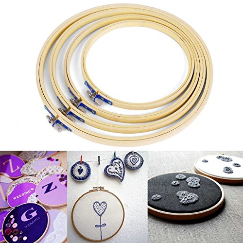 OULII Bambus Stickerei Rahmen 4ST 17 20 23 26 cm Tambour Stickerei Kreuz Stich Hoffnung Ring - 4