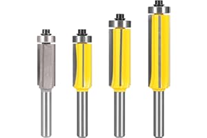 YUANYUU 4 Stück Bündigfräser Kugellager Oben Schaft Set, Bündigfräser 8mm, Fräser für Oberfräse Schaft, für Holz, Holzschneider Profifräser Holzbearbeitungs Schneidwerkzeug