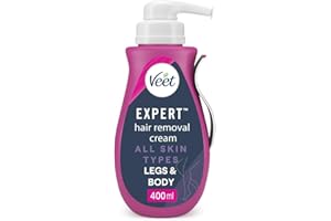 Veet Expert Hair Removal Cream 400 ml, Fast-Acting Depilatory for Women, All Skin Types, Suitable On Arms, Legs, Underarms, Bikini, Hydrating Formula, Effective in 2 Minutes