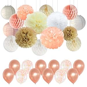 Marineblau Weiß Silber Party Dekoration – 34-teiliges Set Mit Pompons & Quasten Für Geburtstag & Hochzeit