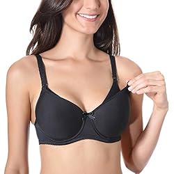 Gratlin Femme Soutien-Gorge d'allaitement à Armature Pure Invisible Bonnet Moulé Noir FR:95C