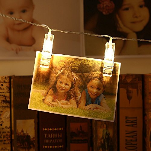 cuzile LED Foto Clip Lichterkette Batteriebetrieben Bild Kleiderbügel warmweißes Licht mit 20 Foto Clips perfekt für hängende Bilder, Notizen, Karten, Memos und Kunstwerke - 6