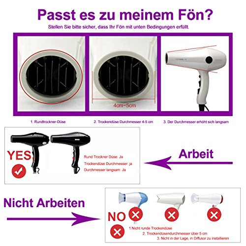 Universal Silikon Faltbare Profi Haartrockner Fön Diffusor für Reise Zuhause Werke für 4-5cm Durchmesser Rund Trockner Mund - 3