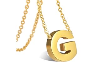VU100 Initiale Collier pour Femmes Filles Or Lettre Pendentif Acier Inoxydable Chaîne Bijoux