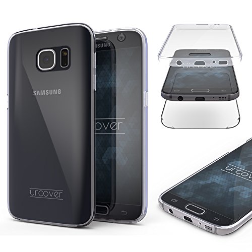 Urcover® Compatible con Samsung Galaxy S7 Funda [Nueva Versión] Mejorada Funda Carcasa [Completa 360 Grados] TPU Negro Crystal Clear Case suporto Qi