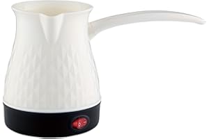 Milageto Espressokocher, 500 ml elektrische türkische Kaffeekanne, Edelstahl-Kaffeekessel, Teekessel mit Henkel, Wasserkocher für Haushalt Café Büro, Einfach Weiß