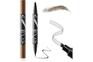 2-in-1 natürlicher Look Microblading Brauenstift mit Gabel & spitz Varianten, Hair-like Strokes Eyebrow Pen von „Linble“ (#2 Tiefbraun)