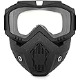 click2shop Goggle Mask Anti Scratch UV Protective Face & Eyewear Windproof Dirt Shield with Soft Foam Padded Detachable Mouth Filter for Cycling Bike Off Road Racing Ride Unisex (Clear Visor)