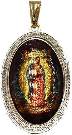 Virgen de Guadalupe Medal 18k Gold Plated Pendant with 20 inch Chain