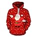 Produktbild Bovake Weihnachten Unisex 3D Printed Kapuzenpullover Sweatshirt Mit Kapuze Hoodie Jacke Pullover Winterjacke Mantel Parka Freizeit Tops Casual Longsleeve