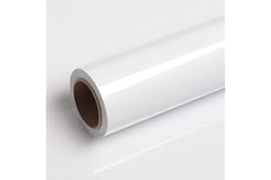 Livelynine 40CMX5M Carta da Parati Bianca Lucida Pellicole Adesive per Mobili Cameretta Carta Adesiva per Armadio Interno Rivestimento Cucina PVC Plastica Adesiva Lavabile Carta Adesiva Rotolo