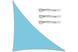 Farbrich Waterproof Garden Shade Sails Triangle, 21 Colors Right Angle Sun Sail Shades with 4 Sizes Optional, 3 Ropes, UV Block, Outdoor Garden Sail Canopy Patio Sunshade Awnings,light blue,3x3x4.3m