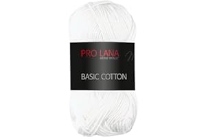 Frida's Wollhaus Pro Lana 50 g Basic Cotton Baumwolle Stricken Häkeln Wolle Basic-Garn 64 Farben (01 | Weiß)