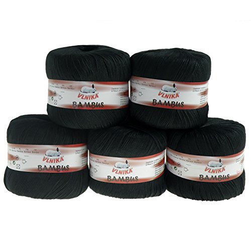 5 x 50g Strickgarn BAMBUS by VLNIKA, Nr. 308 schwarz