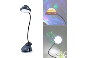 ‎ACMHNC ACMHNC Klemmlampe Bett Kinder, USB Aufladbare Bettlampe Klemmleuchte kabellos LED Leselampe Bett mit Sternprojektion, Star Leselampe Buch Klemmet, Schwanenhals Nachttischlampe Touch Dimmbare, Blau