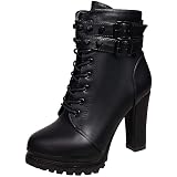 Proumy💃 Mujer Estilo Militar Botas tacón Grueso Zapatos Otoño Invierno  Caballero Botas Mujer Tacón Grueso Tacón Alto Botas Cortas Color sólido  Cordones Casual Zapatos Clásicos Moda Botas Militares : Amazon.es: Zapatos y