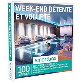 SMARTBOX – Coffret Cadeau homme femme couple – Week-end détente et volupté – idée cadeau – 295 séjours : 1 nuit • 1 petit-déjeuner • 1 soin ou 1 accès à l&rsquo;espace détente