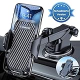 【EINHAND-FIXIERUNG 】Alles OK nur mit einem Hand. Zuerst legen Sie das Handy an der Halterung, drücken Sie dann die Klemme Arm auf beiden Seiten, bis das Handy fixiert ist, dank des seitlichen angebrachten Entriegelungsknopfes, es ist einfach zu freigeben Ihr Handy aus der handyhalterung mit einfachen Finger drücken
