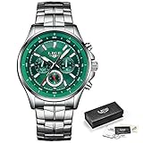 Watch-LUTEM Herren Luxus Wasserdichte Armbanduhren Uhren Uhr mit Edelstahlband, Männer Sport Business Casual Uhr, Leuchtzeiger, Woche/Datum / 24 Stunden-Anzeige