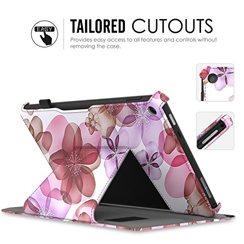 MoKo All-New Amazon Fire HD 8 2017 Hülle – Slim-Fit Multi-Winkel Kunstleder Tasche Smart Cover mit Auto Schlaf / Wach Funktion und Standfunktion für das neue Fire HD 8 2017 & Fire HD 8 2016 Modell, Blumen Violett - 4